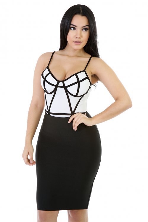 Lined Up Bustier Bodysuit   