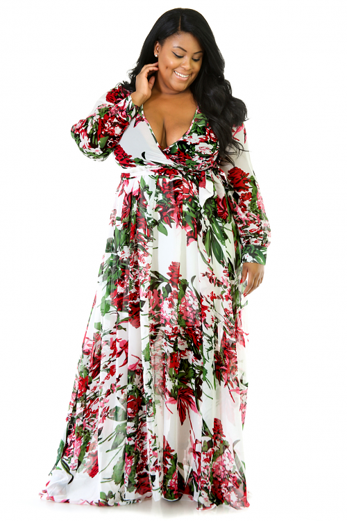 Chiffon Floral Print Maxi Dress