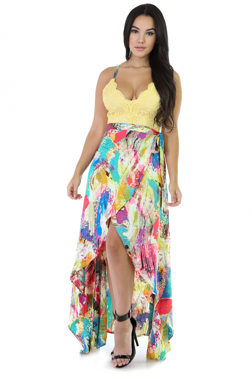 Tropical Multi Colored Maxi Dress 
