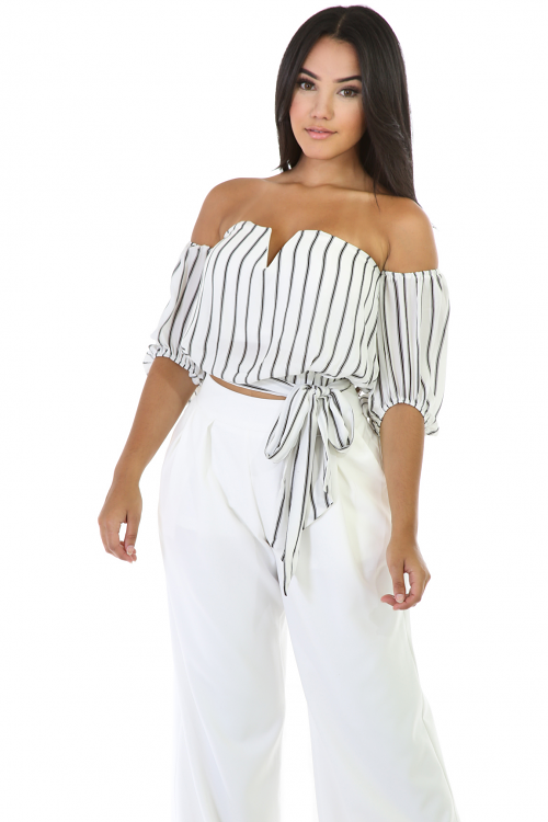 Sweety Stripped Off-Shoulder Top