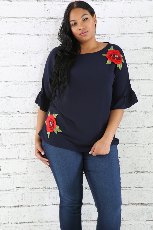 Flower Embroidery Top