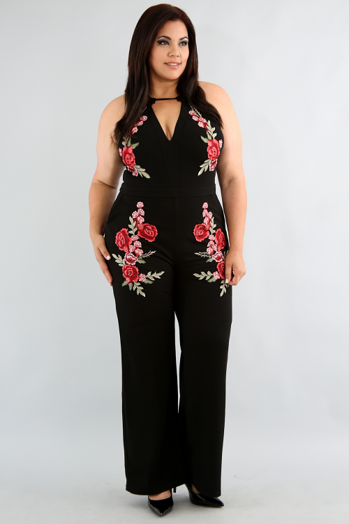 Embroidery Rose Jumpsuit