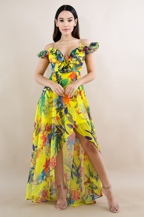 Swirled Tropical Maxi Dress