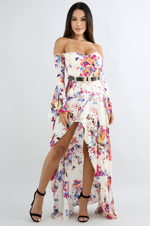 Paisley Floral Belt Maxi Dress