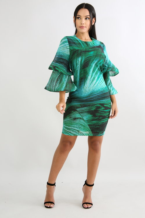 Ocean Swirls Body-Con Dress