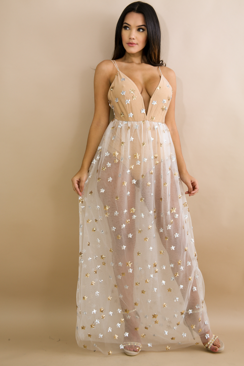 Sequin Stars Maxi Dress