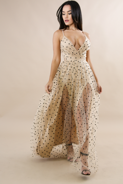 Polka Dot Sheer Maxi Dress
