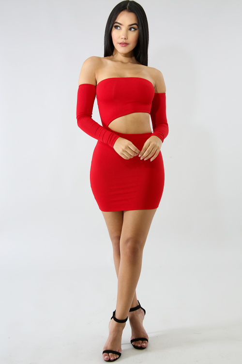 Edgy Off Shoulder Cut Out Body-Con Dress