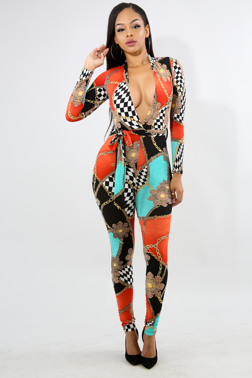 Checkerboard Chains Jumpsuit