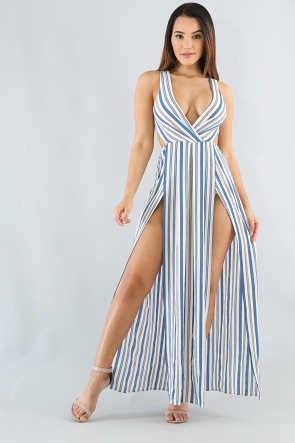 Striped Maxi Bodysuit Dress