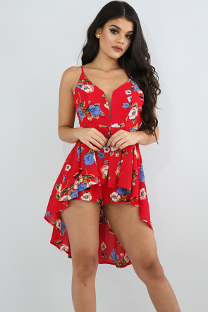 Flare Tail Floral Romper