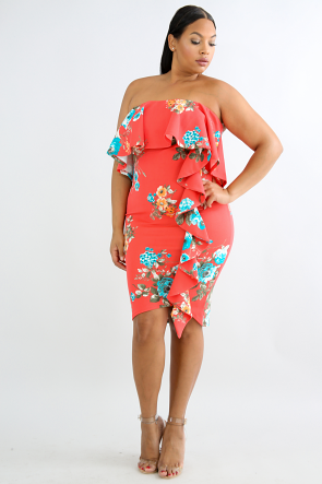 Floral Flare Swirled Body-Con Dress
