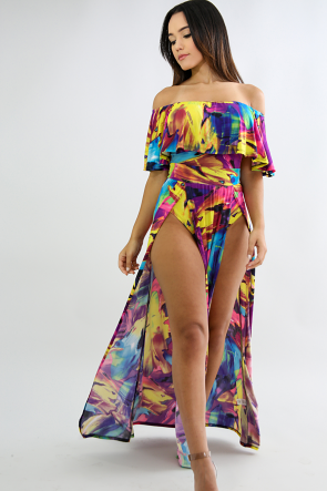Color Brushstroke Maxi Dress