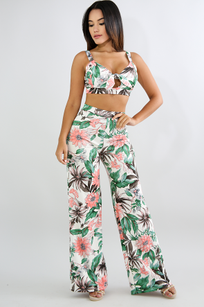 Floral Bow Bell Pant Set