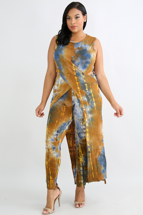 Tie Dye Jersey Knit Maxi Top With High Rise Leggings Set