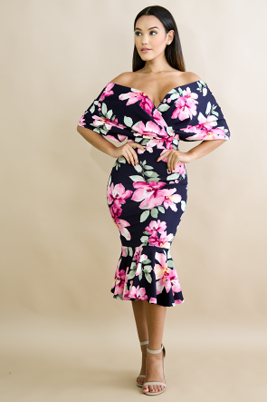 Floral Glam Body-Con Dress