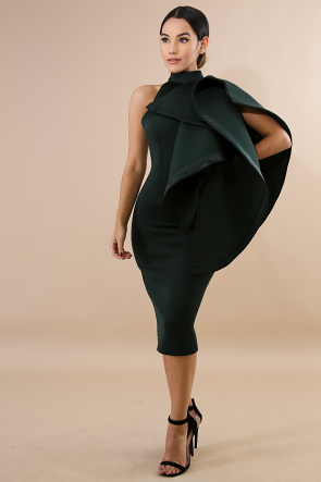 French Swirl Sleeve Body-Con Dress
