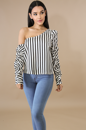 Striped Shaggy Silky Top