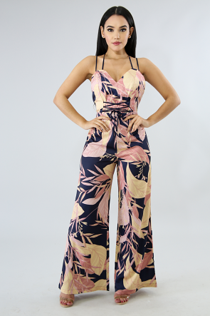 Silky Leafs Palazzo Jumpsuit